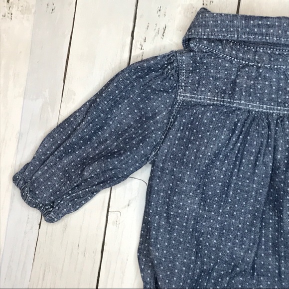 Baby Gap Denim Long Sleeve Collared Onesie, 3 mo. - Picture 7 of 8